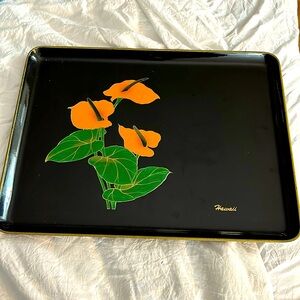 Vintage Yamanaka Made in Japan “Hawaii” Floral Lacquer Tray